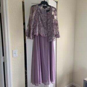 Alex Evenings Petite Sleeveless Long Dress SZ 6P w/ Jacket Orchid